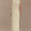 Amandine Ruched Slinky Maxi Dress – Lemon