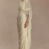 Amandine Ruched Slinky Maxi Dress – Lemon