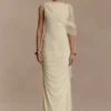 Amandine Ruched Slinky Maxi Dress – Lemon