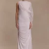 Amandine Ruched Slinky Maxi Dress – Pale Pink