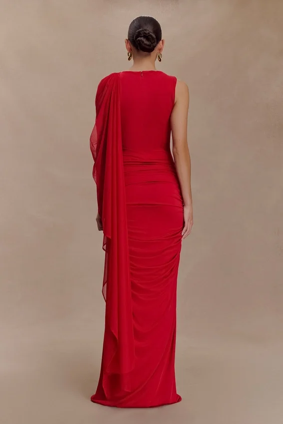 Amandine Ruched Slinky Maxi Dress – Ruby Amandine Ruched Slinky Maxi Dress – Ruby