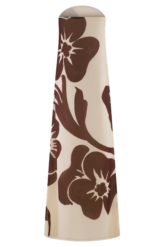 Amaya Strapless Chiffon Maxi Dress – Brown Deco Fleur Print Amaya Strapless Chiffon Maxi Dress – Brown Deco Fleur Print