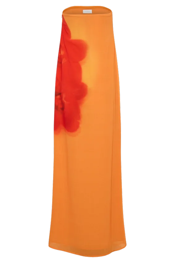 Amaya Strapless Chiffon Maxi Dress – Koi Orchid Print Amaya Strapless Chiffon Maxi Dress – Koi Orchid Print