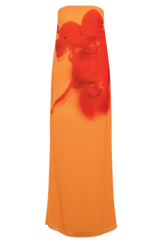 Amaya Strapless Chiffon Maxi Dress – Koi Orchid Print Amaya Strapless Chiffon Maxi Dress – Koi Orchid Print