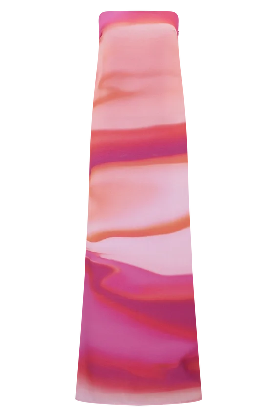 Amaya Strapless Chiffon Maxi Dress – Pink Sunset Print Amaya Strapless Chiffon Maxi Dress – Pink Sunset Print