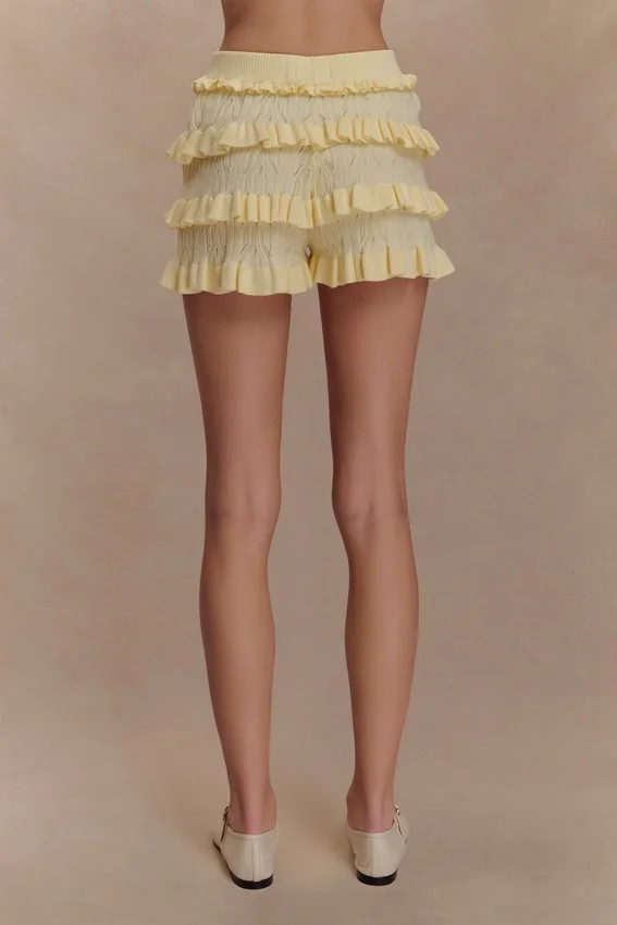 Amy Pointelle Knit Frill Bloomers – Lemon Amy Pointelle Knit Frill Bloomers – Lemon