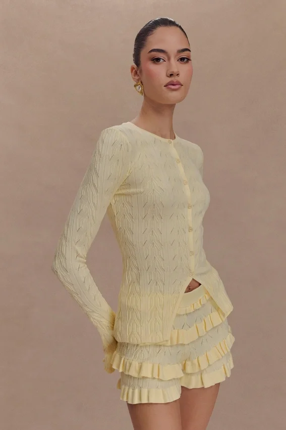 Amy Pointelle Knit Frill Bloomers – Lemon Amy Pointelle Knit Frill Bloomers – Lemon