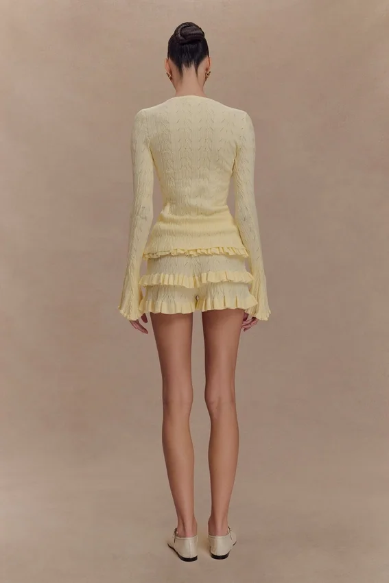 Amy Pointelle Knit Frill Bloomers – Lemon Amy Pointelle Knit Frill Bloomers – Lemon