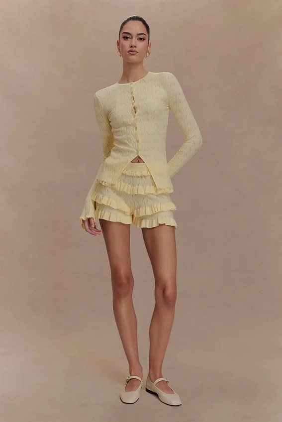 Amy Pointelle Knit Frill Bloomers – Lemon Amy Pointelle Knit Frill Bloomers – Lemon