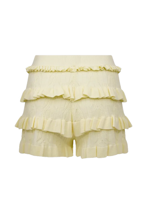 Amy Pointelle Knit Frill Bloomers – Lemon Amy Pointelle Knit Frill Bloomers – Lemon