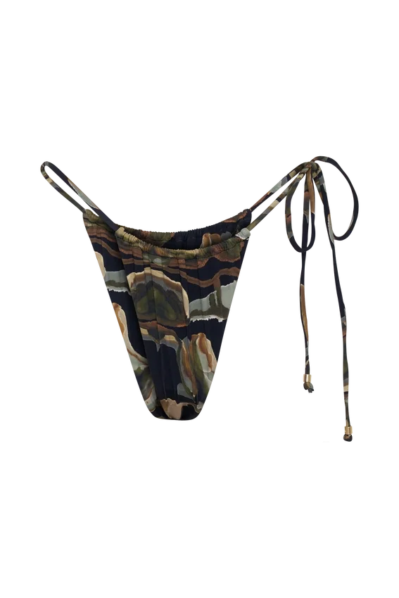 Andie Ruched String Side Bikini Brief – Green Fluid Reverie Print Andie Ruched String Side Bikini Brief – Green Fluid Reverie Print