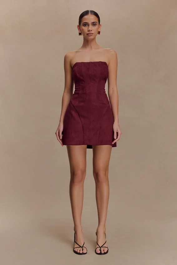 Andy Faux Suede Mini Dress – Wine Andy Faux Suede Mini Dress – Wine