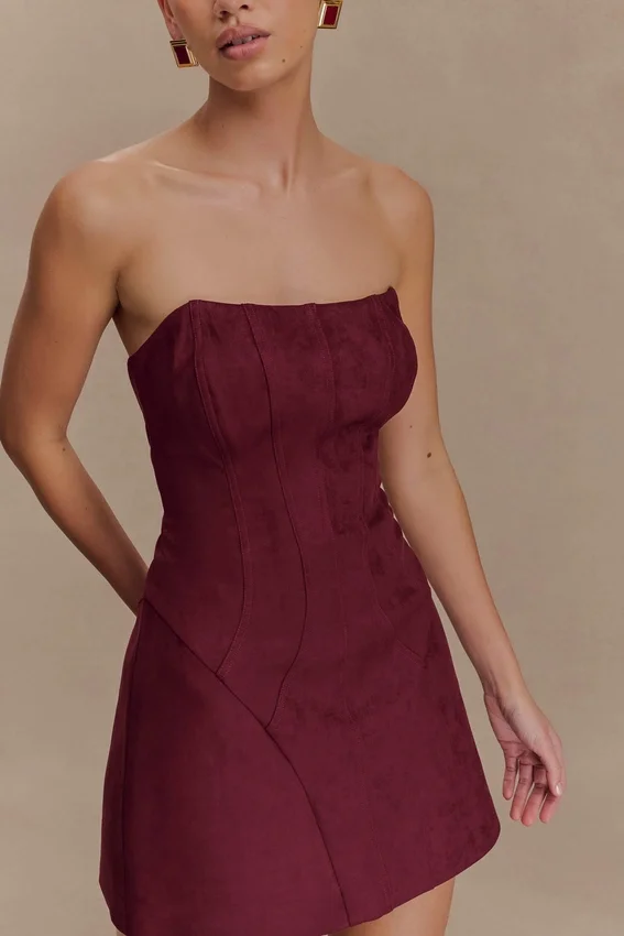 Andy Faux Suede Mini Dress – Wine Andy Faux Suede Mini Dress – Wine