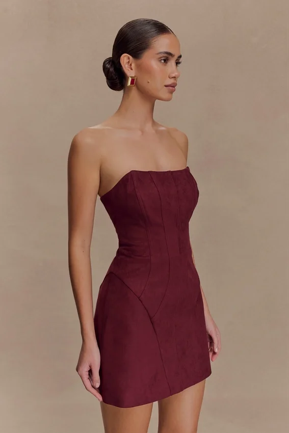 Andy Faux Suede Mini Dress – Wine Andy Faux Suede Mini Dress – Wine