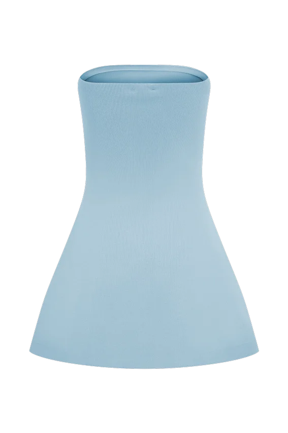 Anette Bandage Knit Strapless Top – Sky Blue Anette Bandage Knit Strapless Top – Sky Blue