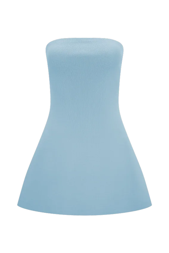 Anette Bandage Knit Strapless Top – Sky Blue Anette Bandage Knit Strapless Top – Sky Blue
