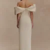 Angelica Taffeta Off Shoulder Bridal Gown – Soft Beige