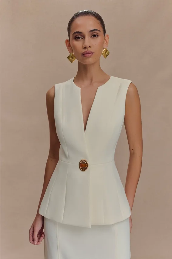 Angelie Suiting Vest Top – Ivory Angelie Suiting Vest Top – Ivory