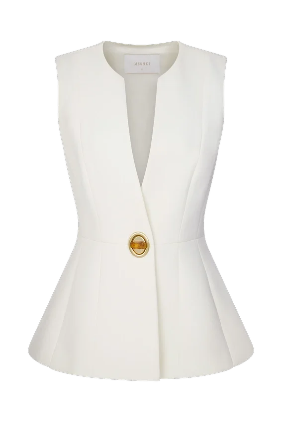 Angelie Suiting Vest Top – Ivory Angelie Suiting Vest Top – Ivory