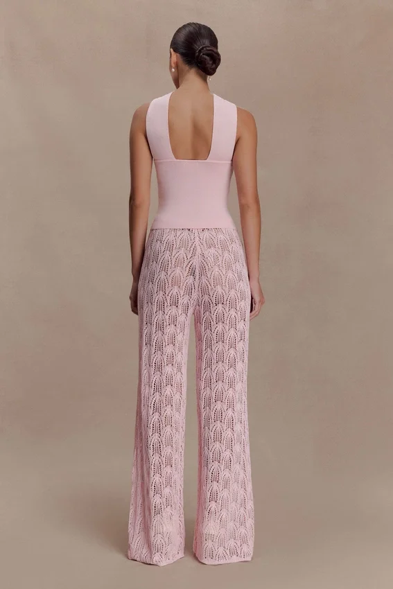 Angelika Twist Front Knit Top – Baby Pink Angelika Twist Front Knit Top – Baby Pink