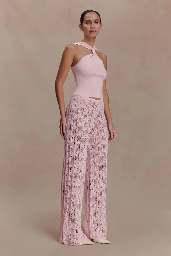 Angelika Twist Front Knit Top – Baby Pink Angelika Twist Front Knit Top – Baby Pink
