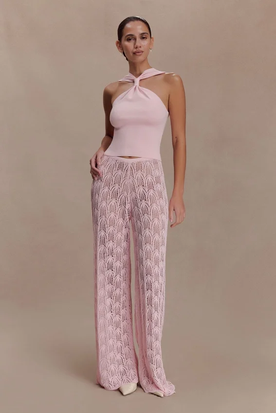 Angelika Twist Front Knit Top – Baby Pink Angelika Twist Front Knit Top – Baby Pink