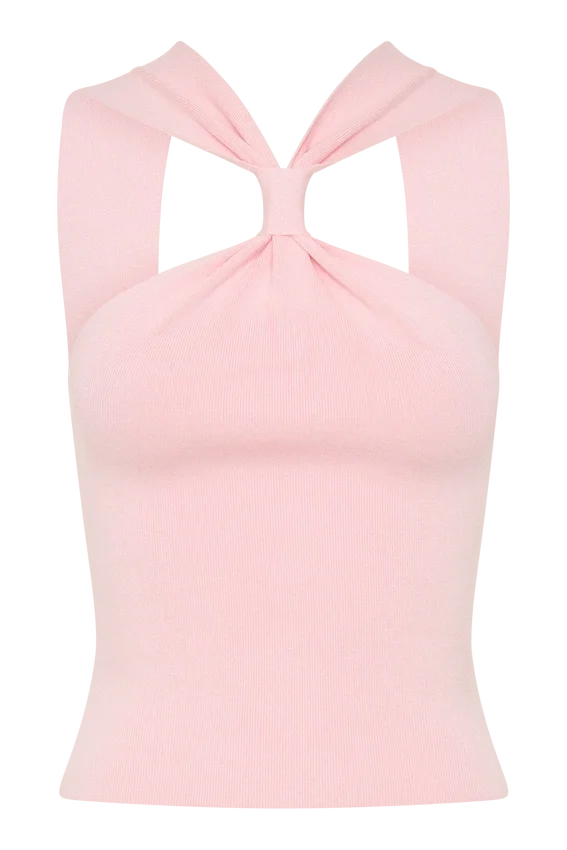 Angelika Twist Front Knit Top – Baby Pink Angelika Twist Front Knit Top – Baby Pink