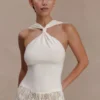 Angelika Twist Front Knit Top – Ivory