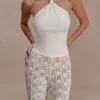 Angelika Twist Front Knit Top – Ivory