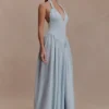 Angelina Scuba Halter Midi Dress – Pale Blue Angelina Scuba Halter Midi Dress – Pale Blue