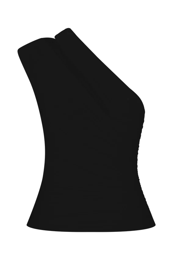 Anna One Shoulder Modal Top – Black Anna One Shoulder Modal Top – Black