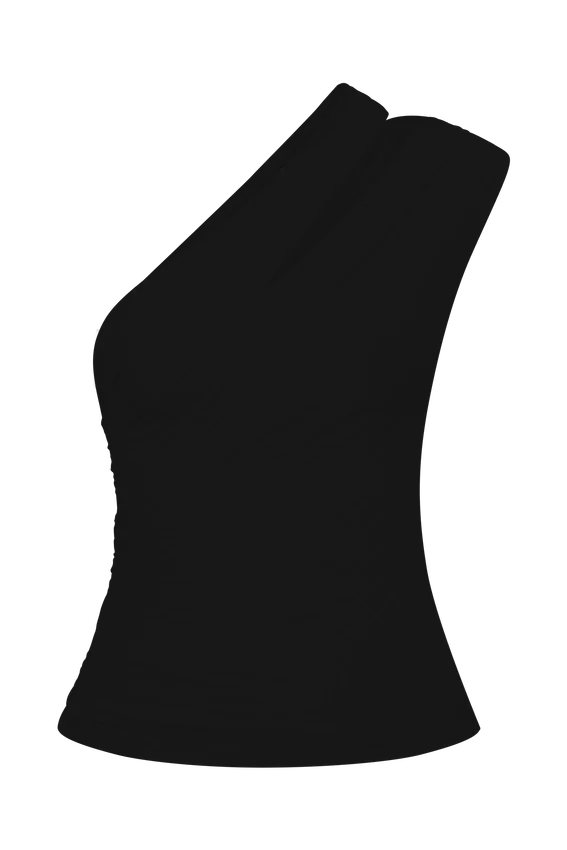 Anna One Shoulder Modal Top – Black Anna One Shoulder Modal Top – Black