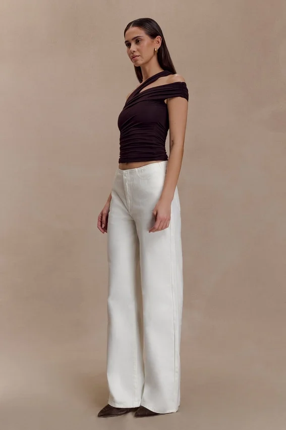Anna One Shoulder Modal Top – Cacao Brown Anna One Shoulder Modal Top – Cacao Brown