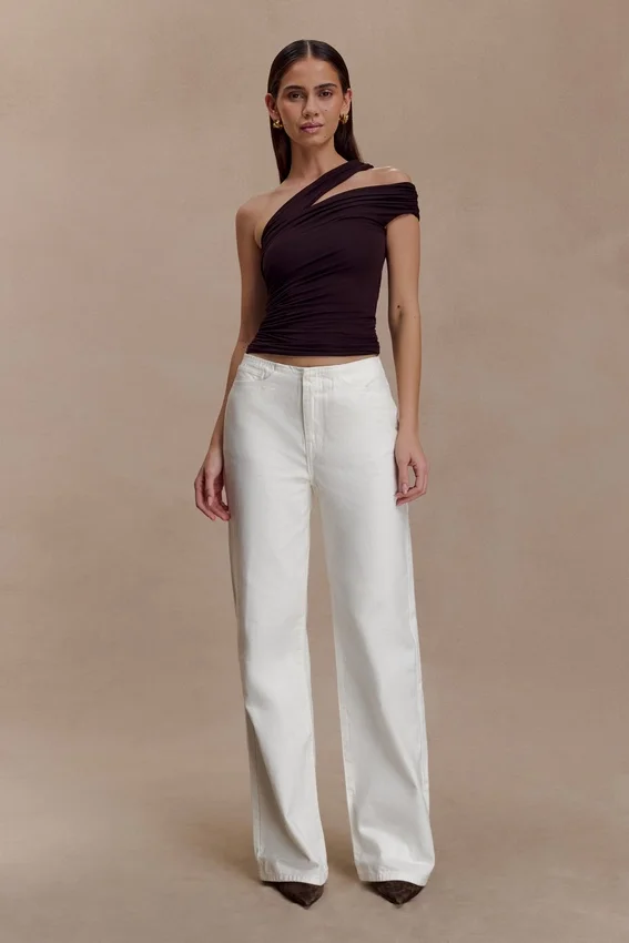 Anna One Shoulder Modal Top – Cacao Brown Anna One Shoulder Modal Top – Cacao Brown