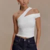 Anna One Shoulder Modal Top – White