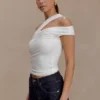 Anna One Shoulder Modal Top – White