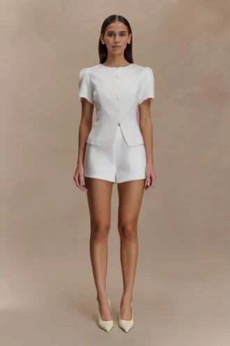 Anne Satin Mini Short – White Anne Satin Mini Short – White