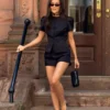 Anne Short Sleeve Satin Top – Black Anne Short Sleeve Satin Top – Black