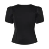 Anne Short Sleeve Satin Top – Black Anne Short Sleeve Satin Top – Black