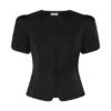 Anne Short Sleeve Satin Top – Black Anne Short Sleeve Satin Top – Black