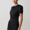 Anne Short Sleeve Satin Top – Black Anne Short Sleeve Satin Top – Black