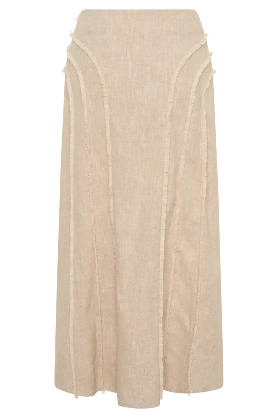 Annie Linen Frayed Midi Skirt – Natural Annie Linen Frayed Midi Skirt – Natural
