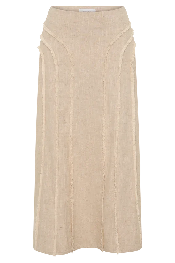 Annie Linen Frayed Midi Skirt – Natural Annie Linen Frayed Midi Skirt – Natural