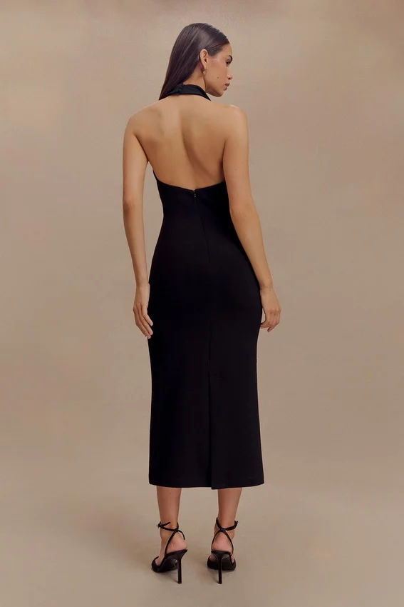 Annita Crepe Halter Midi Dress – Black Annita Crepe Halter Midi Dress – Black
