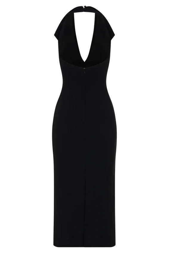 Annita Crepe Halter Midi Dress – Black Annita Crepe Halter Midi Dress – Black