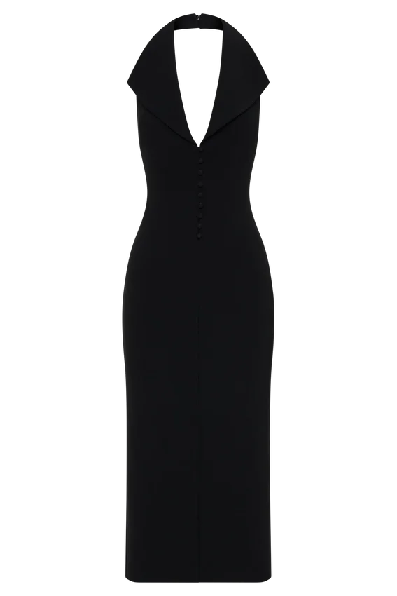 Annita Crepe Halter Midi Dress – Black Annita Crepe Halter Midi Dress – Black