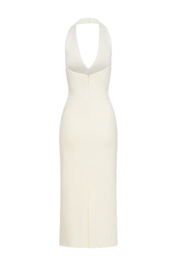Annita Crepe Halter Midi Dress – Ivory Annita Crepe Halter Midi Dress – Ivory
