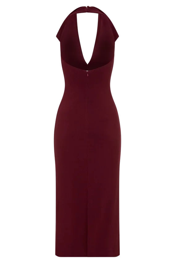 Annita Crepe Halter Midi Dress – Merlot Annita Crepe Halter Midi Dress – Merlot