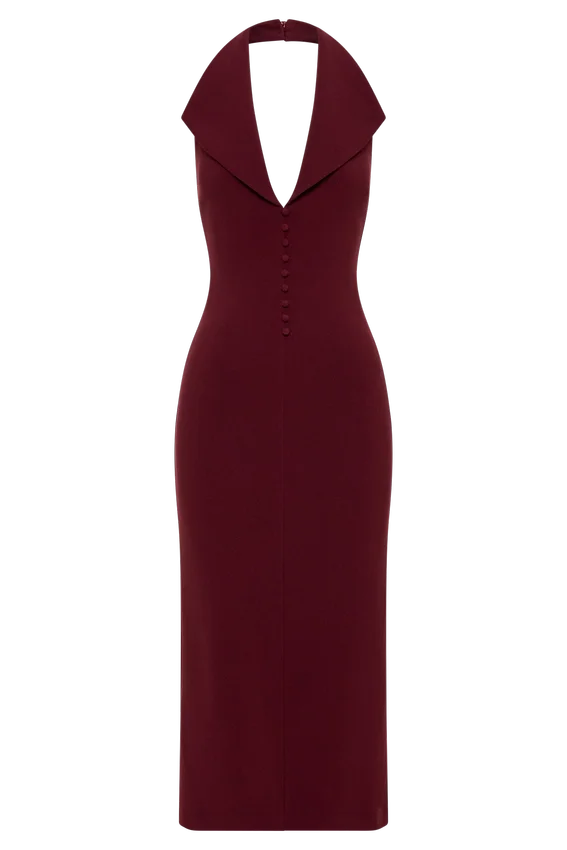 Annita Crepe Halter Midi Dress – Merlot Annita Crepe Halter Midi Dress – Merlot