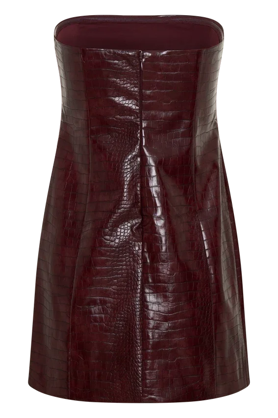 Anouk Faux Leather Strapless Mini Dress – Merlot Anouk Faux Leather Strapless Mini Dress – Merlot